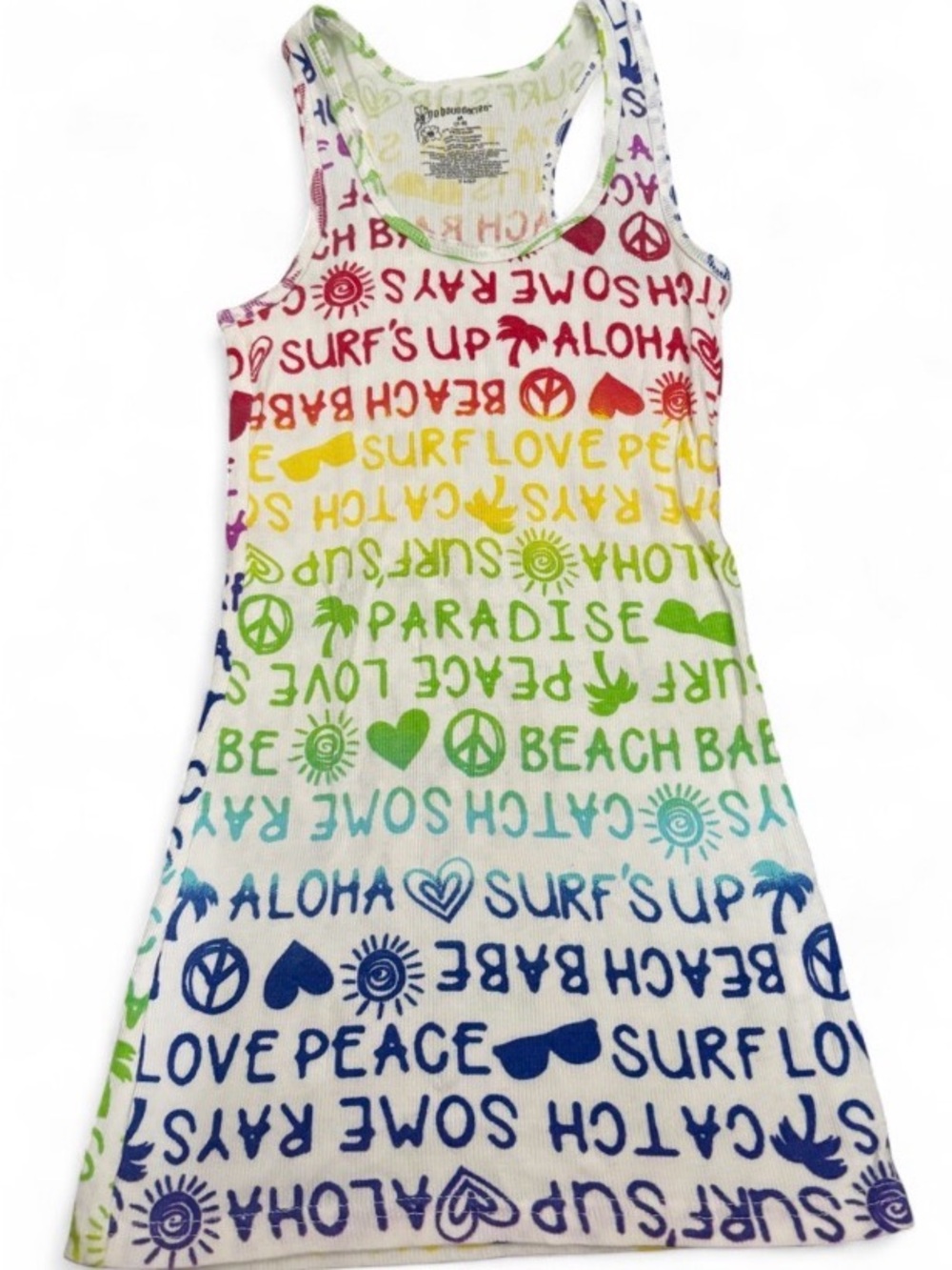 Y2K Vintage No Boundaries Multicolor Rainbow Graphic Beach Tank Top